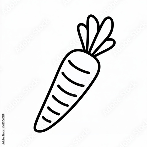 Carrot vegetable icon in black and white outline for healthy food graphics