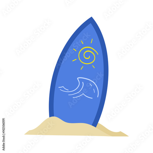 Illustration of a Surfboard on Sand