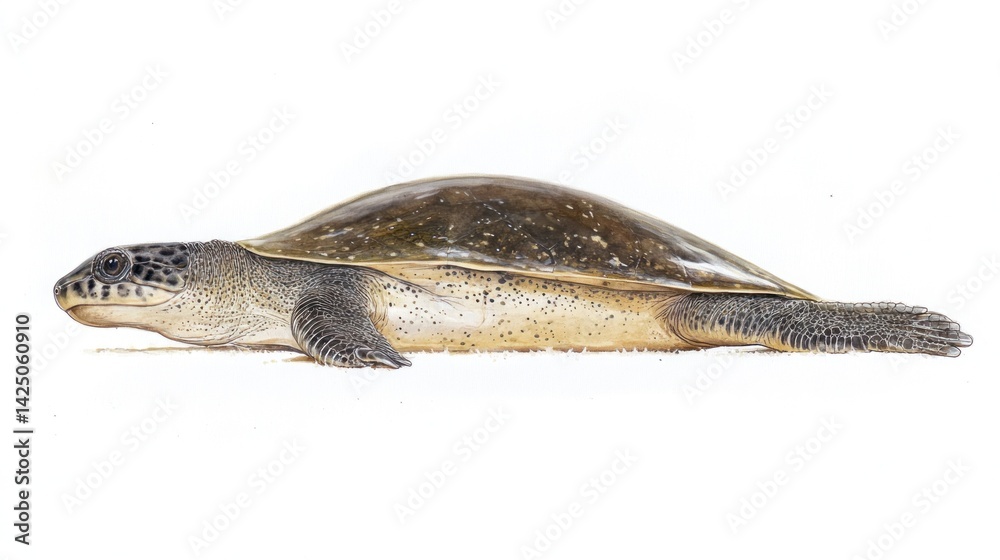 Fototapeta premium Side view of a speckled turtle
