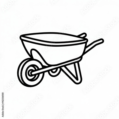 Farming tool wheelbarrow illustration for landscaping and yard work themes