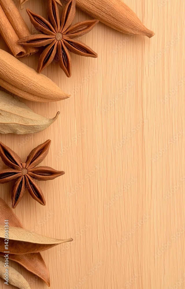 Fototapeta premium star anise on wooden background