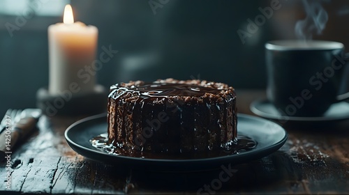 plated gourmet beef Wellington dish with a glossy sauce drizzle set against a dark moody background showcasing the culinary expertise and attention to detail in this fine dining experience