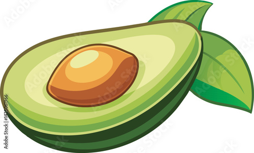 A vibrant vector art illustration of a fresh avocado, symbolizing the beauty and essence of juice-making with vibrant colors.