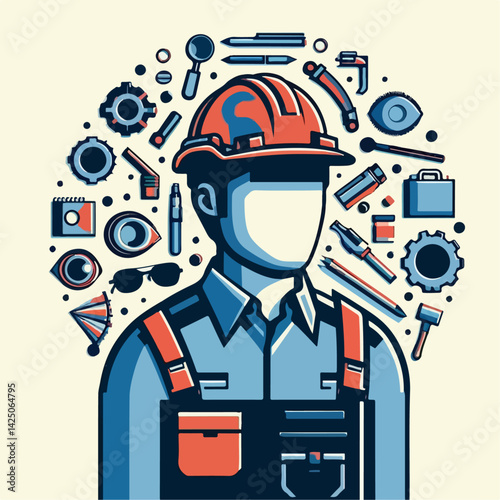 projeck worker vector illustration 
