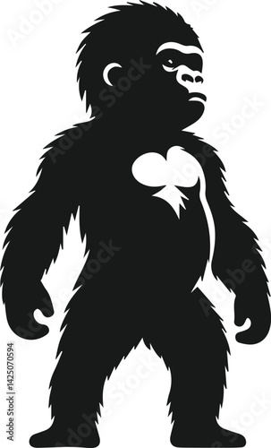 Baby gorilla vector silhouette