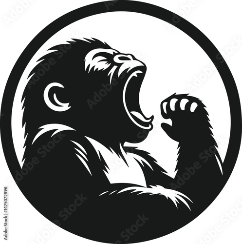 Baby gorilla vector silhouette