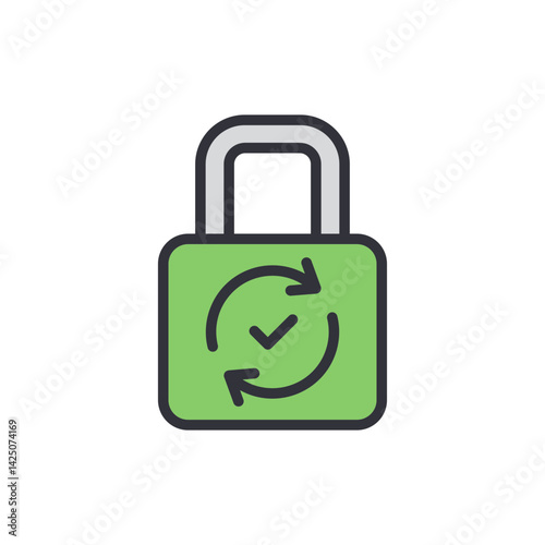 Secure captcha colored icons, minimalist vector illustration ,simple transparent graphic element .Isolated on white background