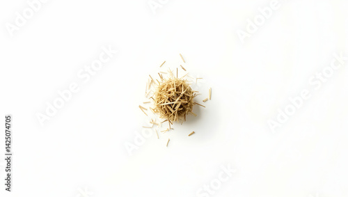 Conceptual Studio Shot of a Haystack on a Seamless White Backdrop, Illustrating Agriculture, Farming, and the Essence of Rural Life with Minimalist Composition