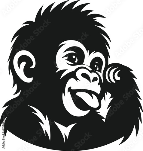 Baby gorilla vector silhouette
