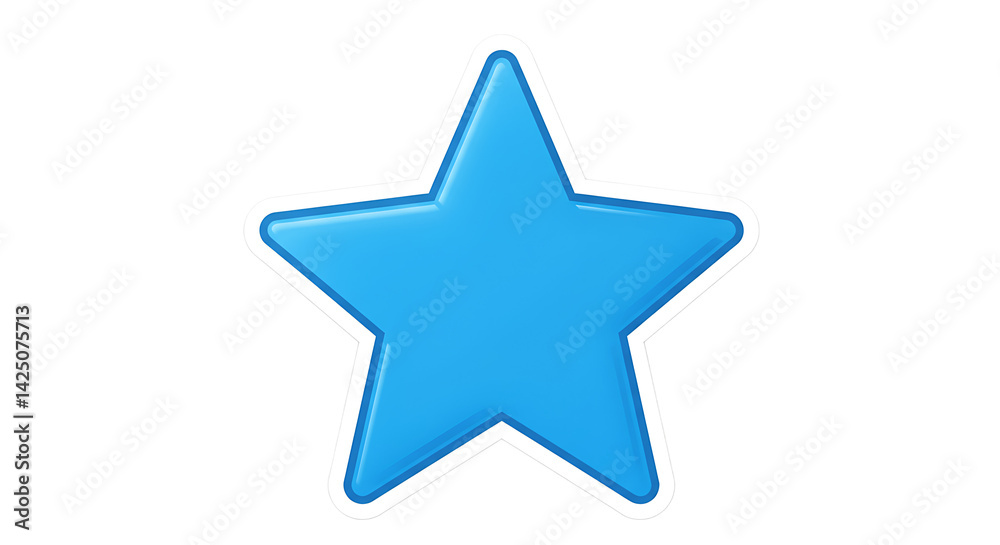 Fototapeta premium A vibrant blue star with a white outline set against a stark black background in a digital image
