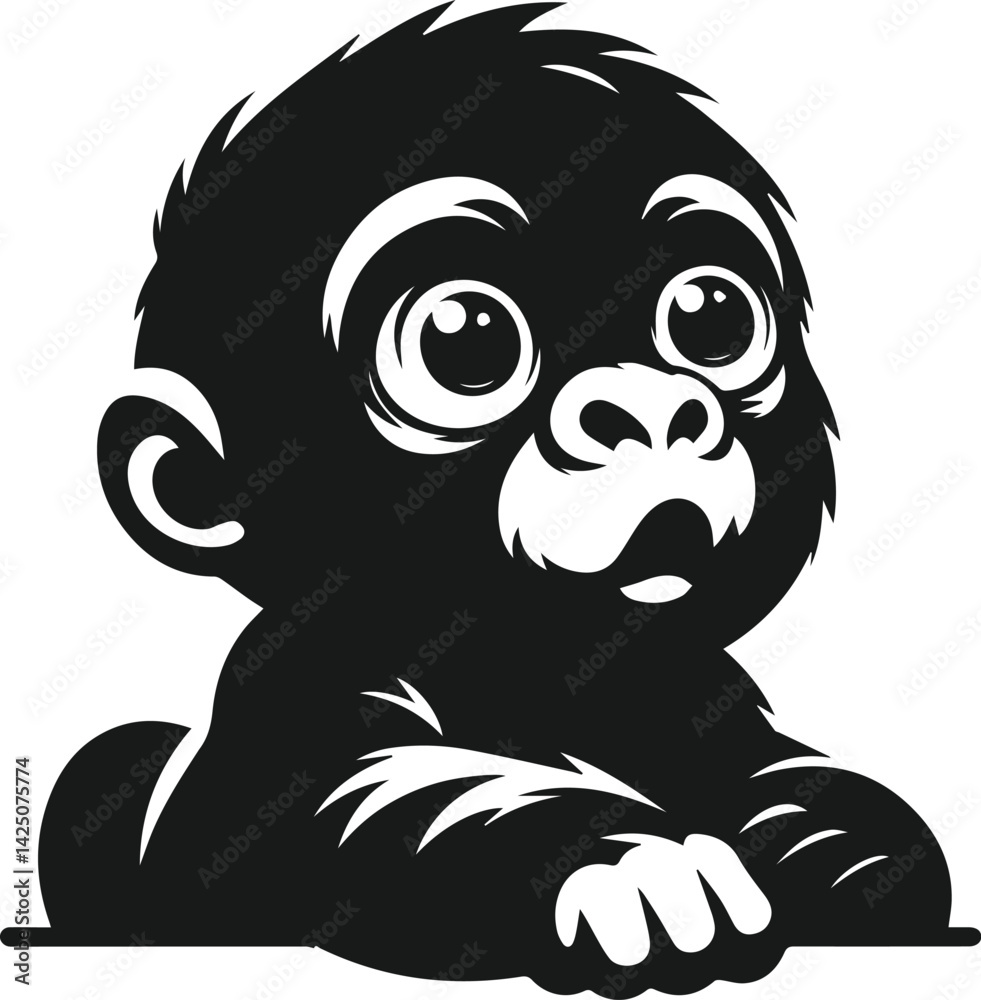 Fototapeta premium Baby gorilla vector silhouette