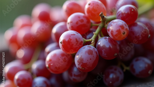 Close-up of Fresh Red Grapes with Water Droplets