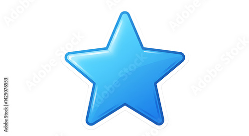 A single blue star with a white outline against a black background in a digital illustration style