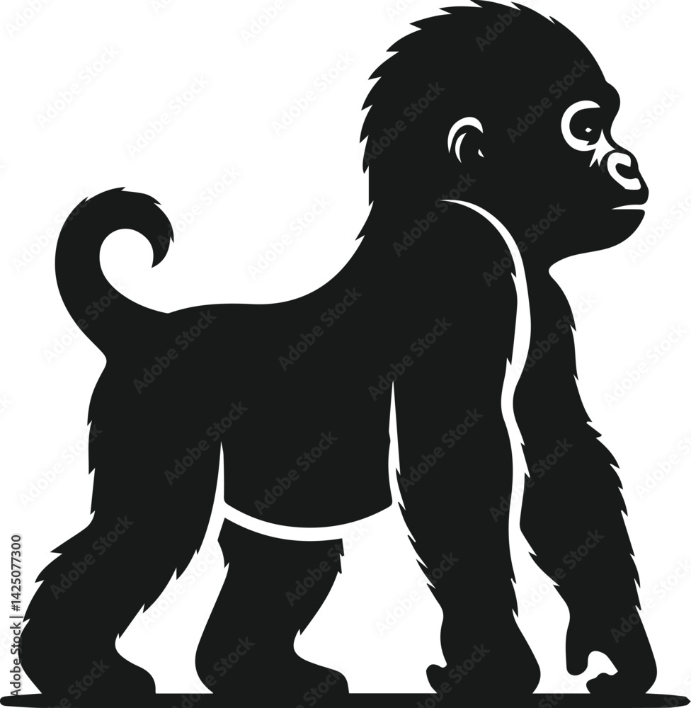 Fototapeta premium Baby gorilla vector silhouette