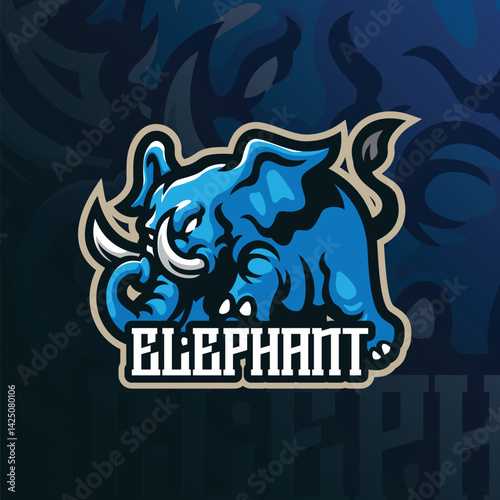 Elephant mascot logo design with modern illustration concept style for badge, emblem and t shirt printing. Angry elephant illustration for sport team.
