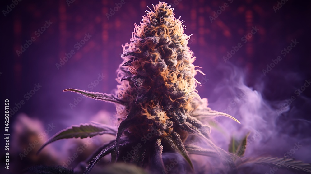 Obraz premium Cannabis Bud in Purple Haze