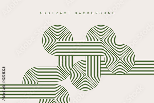 Artistic abstract representation featuring curved black lines on a white background, forming symmetrical interlocking minimalist geometric patterns.	