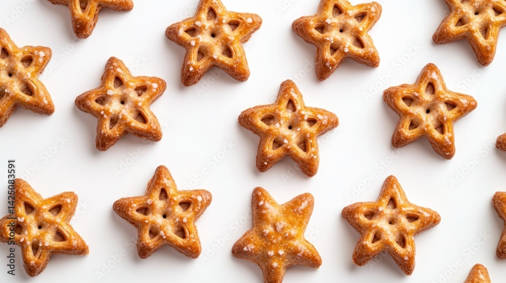 Fototapeta premium Star-shaped crackers arranged on a white background