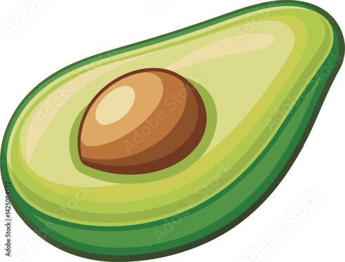 A vibrant vector illustration of a ripe avocado, artistically styled to represent fresh, beautiful juice-making fruit with rich, natural detail.