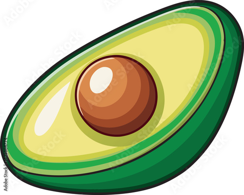 A vibrant vector illustration of a ripe avocado, artistically styled to represent fresh, beautiful juice-making fruit with rich, natural detail.