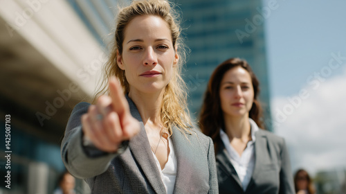 Businesswoman Points Forwar...