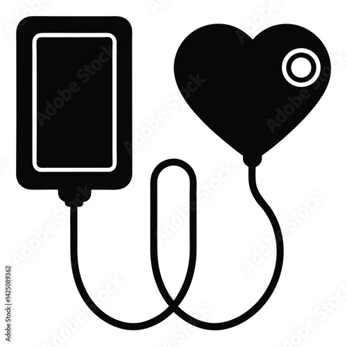 Blood Pressure Monitor Icon Element For Design
