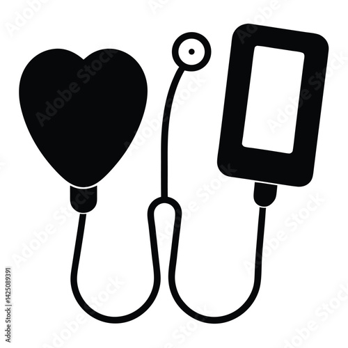 Blood Pressure Monitor Icon Element For Design
