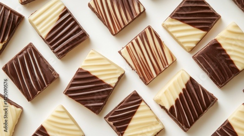 Two-toned chocolate squares arranged in a grid pattern