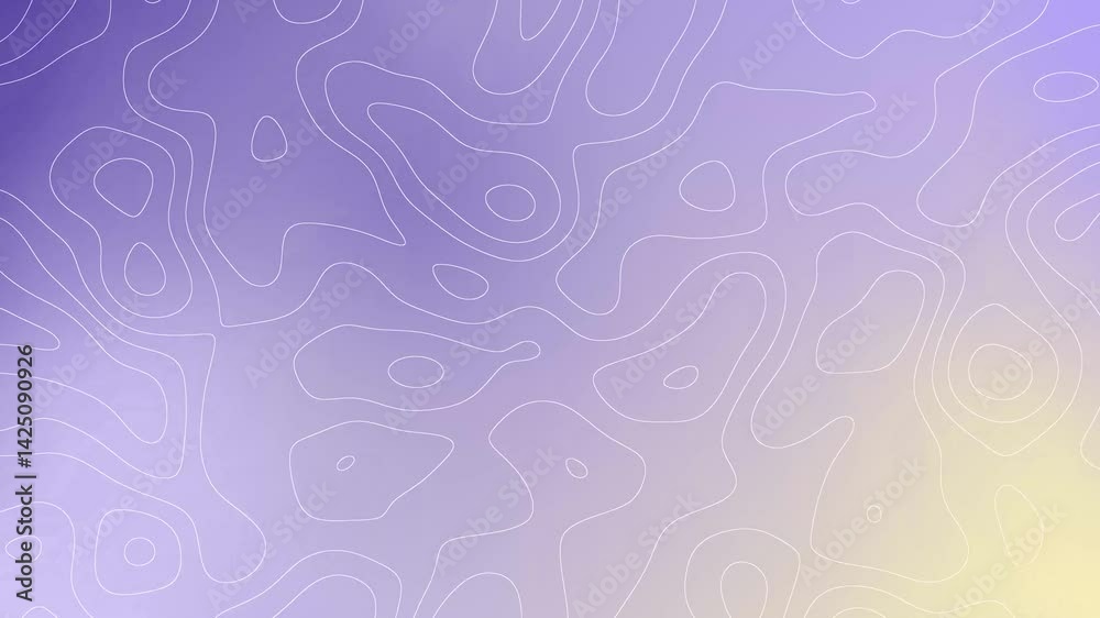 white contour patterns over a dreamy purple and white pastel gradient