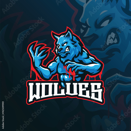 Wolf mascot logo design with modern illustration concept style for badge, emblem and t shirt printing. Angry wolf illustration for sport team.