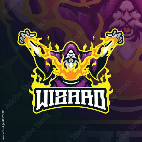 Wizard mascot logo design with modern illustration concept style for badge, emblem and t shirt printing. Wizard illustration for sport team.