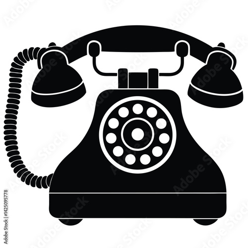 Vintage Telephone Silhouette vector design
