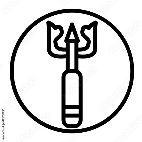 Fishing Spear Vector Line Icon Design