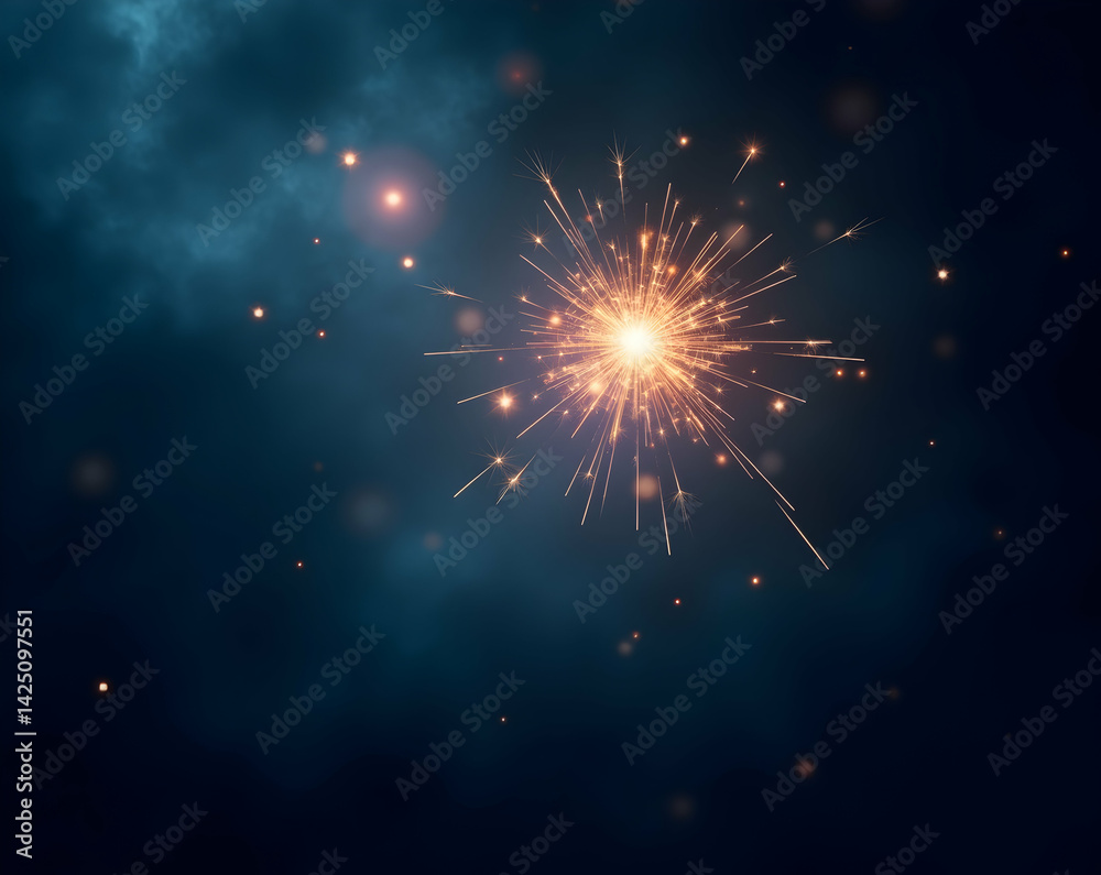 Obraz premium Enchanting starlight spectacle featuring a radiant burst of light with captivating dramatic lighting effects against a mesmerizing twilight canvas, evoking a sense of wonder