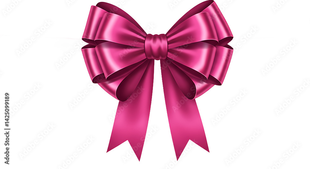 A shiny pink ribbon bow with multiple loops isolated on a black background for gift decoration use A shiny pink ribbon bow with multiple loops isolated on a black background for gift decoration use