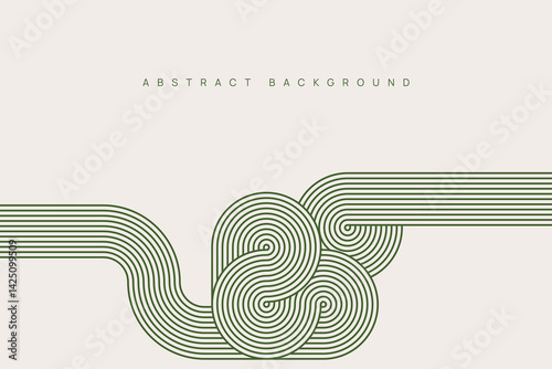 Artistic abstract representation featuring curved black lines on a white background, forming symmetrical interlocking minimalist geometric patterns.	