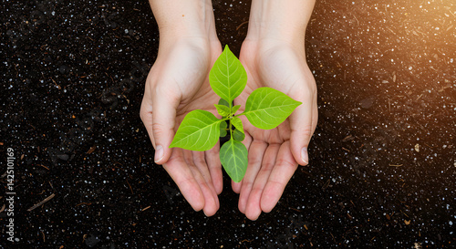 hand holding young tree for planting. concept eco earth day. Concept World Environment Day