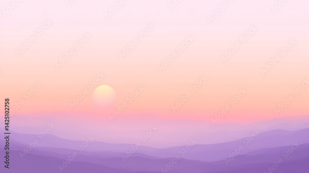 Pastel Sunset Mountain Landscape. Pastel Sunset Mountain Landscape.