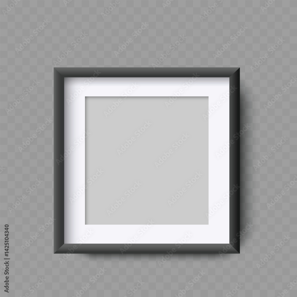 Empty Black Frame Mockup with Shadow on Transparent Background - Vector Empty Black Frame Mockup with Shadow on Transparent Background - Vector