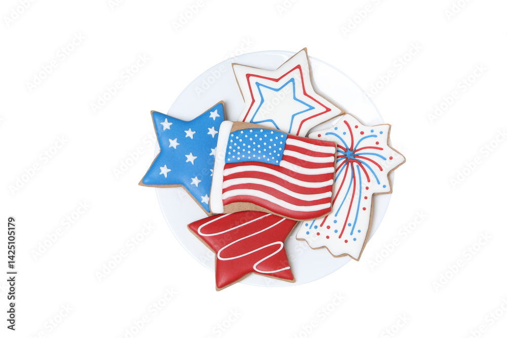 Fototapeta premium PNG, Cookies with American symbols, isolated on white background