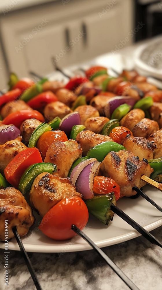 Chicken skewers with vegetables