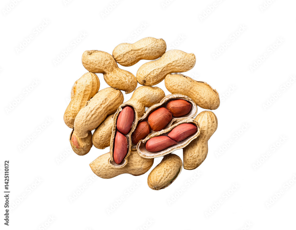 Peanut shell isolated on transparent background; top view or flat lay Peanut shell isolated on transparent background; top view or flat lay