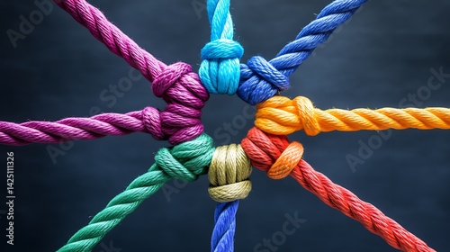 Colorful ropes in a circular pattern