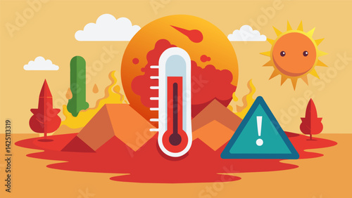 A weather report warning of an apocalyptic heatwave with recordbreaking temperatures and potential health risks..