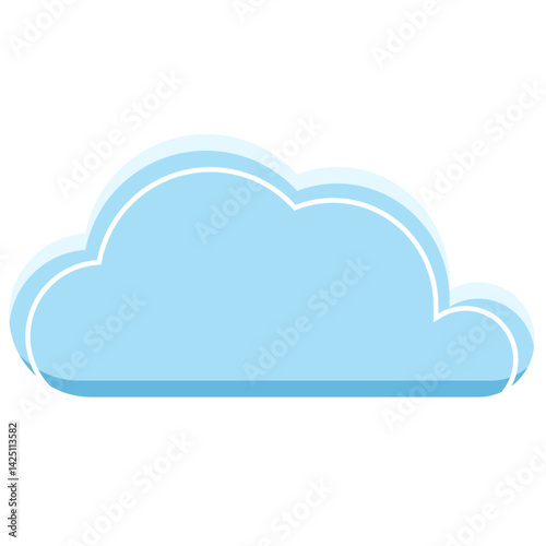 Cloud blue white illustration icon line vector 2d style