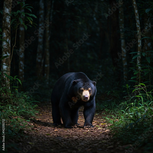 🦡 The Sun Bear (Helarctos malayanus) has the longest tongue of any bear—up to 25 cm! Perfect for slurping honey and insects deep inside trees. Nature’s tiny, fierce forest warrior! 🌞🌳 photo