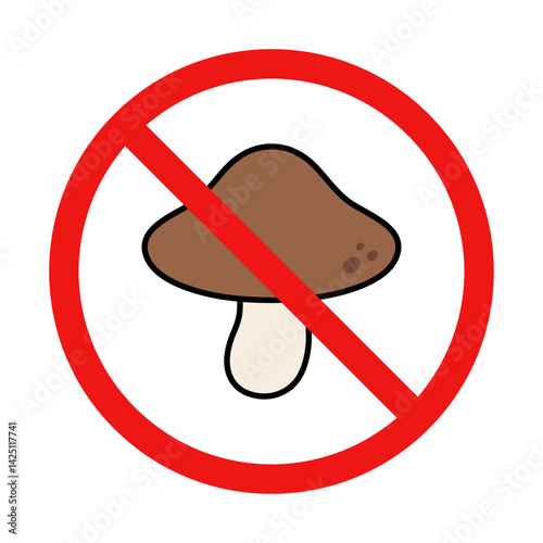 No Mushroom Sign on White Background