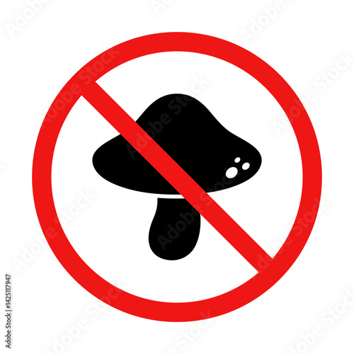 No Mushroom Sign on White Background