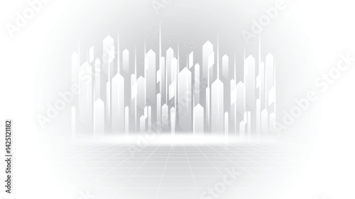 Abstract technology white gray background Hi-tech communication podium concept, technology, digital business, innovation, science fiction scene vector illustration with copy-space.