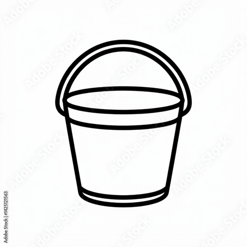 Outline of plastic utility bucket with handle for cleaning and household use